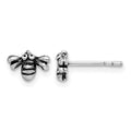Sterling Silver Rhodium-plated Antiqued Bee Post Earrings