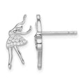 Sterling Silver Rhodium-plated Polished CZ Ballerina Post Earrings
