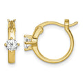 Sterling Silver Gold-tone Square CZ Hoop Earrings
