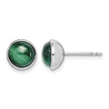 Sterling Silver Rhodium-plated 7mm Malachite Post Earrings