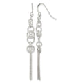 Sterling Silver Polished & D/C Circle & Multi-strand Chain Dangle Earrings