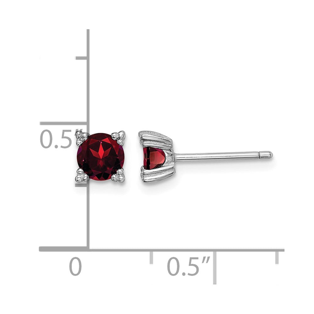 Sterling Silver Rhodium-plated Round 5mm Garnet Post Earrings
