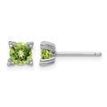 Sterling Silver Rhodium-plated Round 5mm Peridot Post Earrings