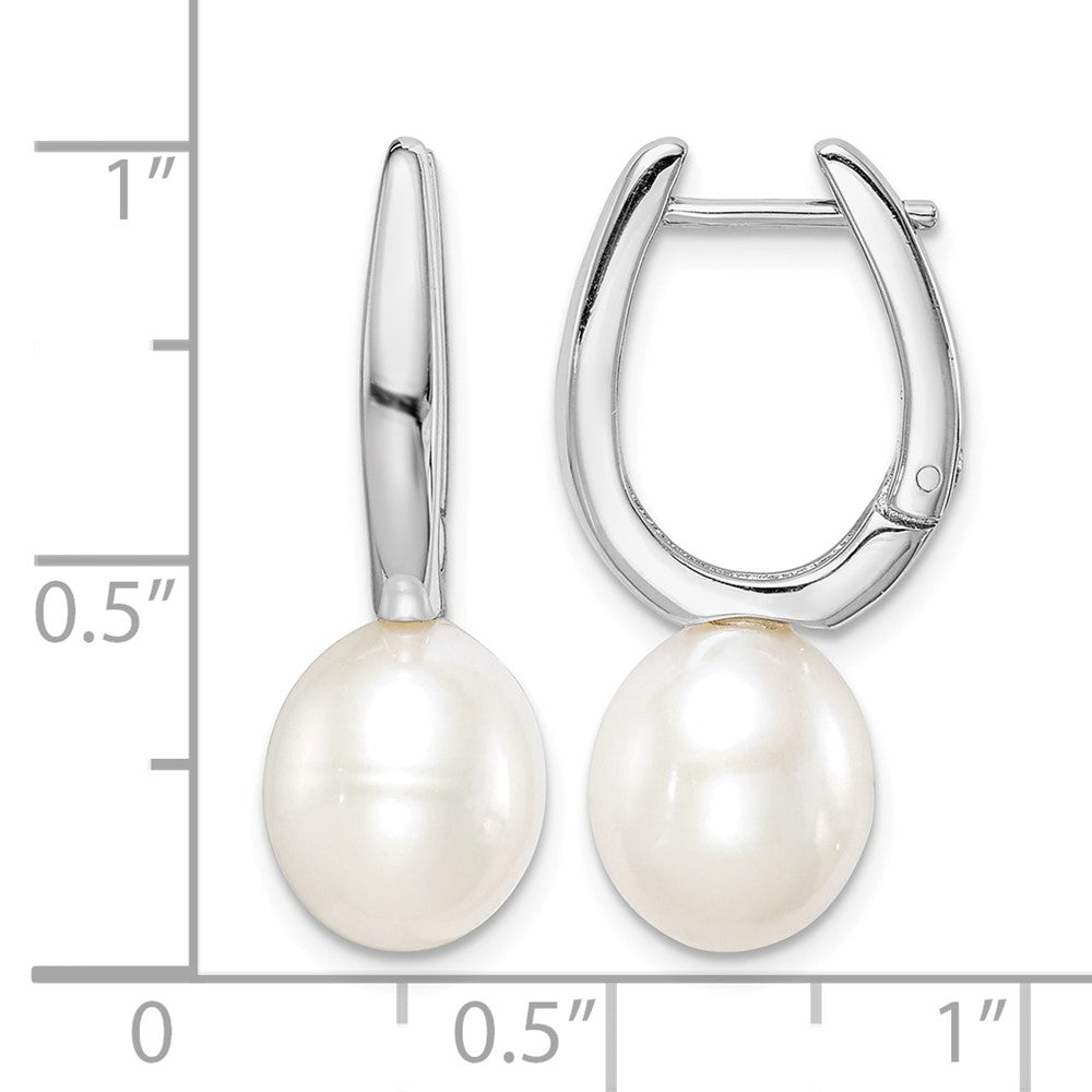 Sterling Silver Rhodium-plated 7-8mm White Rice FWC Pearl Earrings
