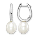 Sterling Silver Rhodium-plated 7-8mm White Rice FWC Pearl Earrings