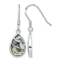 Sterling Silver Rhodium-plated Polished Abalone Teardrop Dangle Earrings