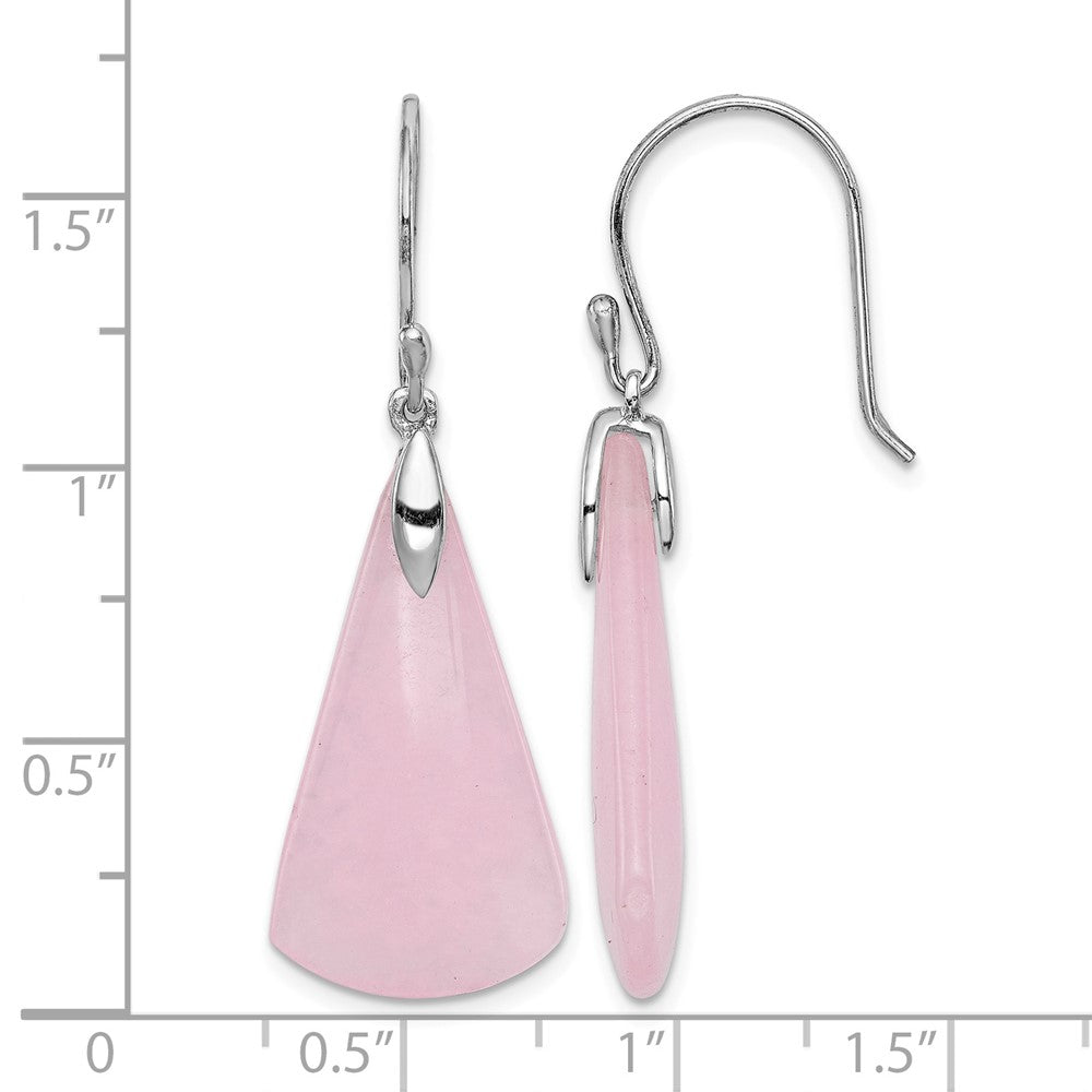 Sterling Silver Rhodium-plated Dyed Pink Quartz Dangle Earrings