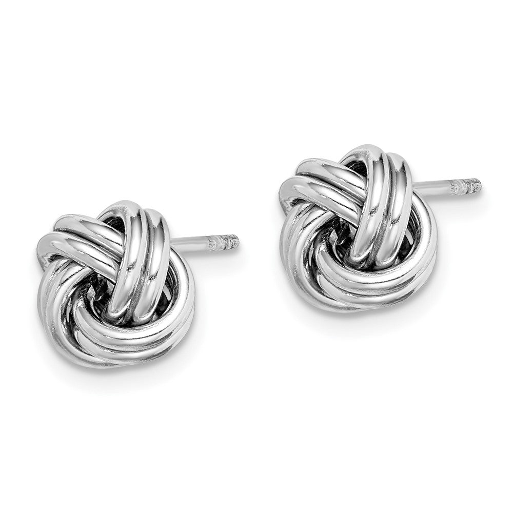 Sterling Silver Rhodium Plated Polished Love Knot Post Earrings