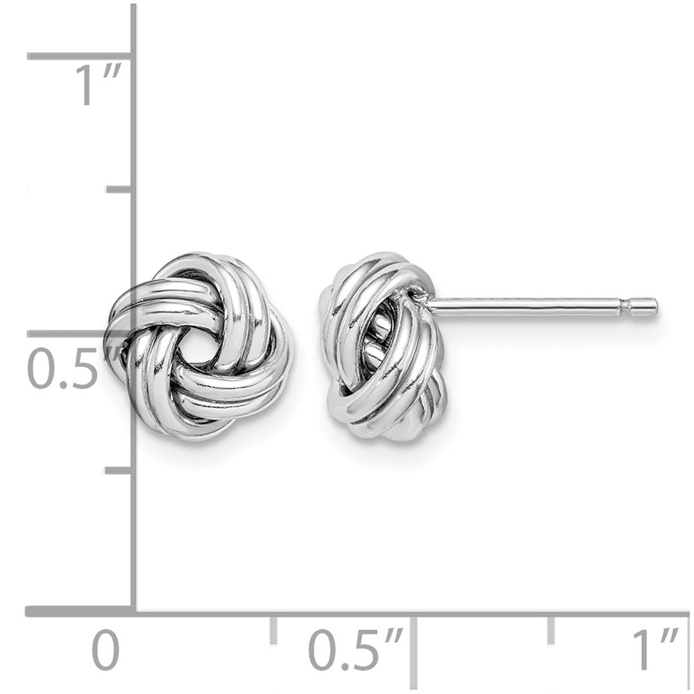 Sterling Silver Rhodium Plated Polished Love Knot Post Earrings