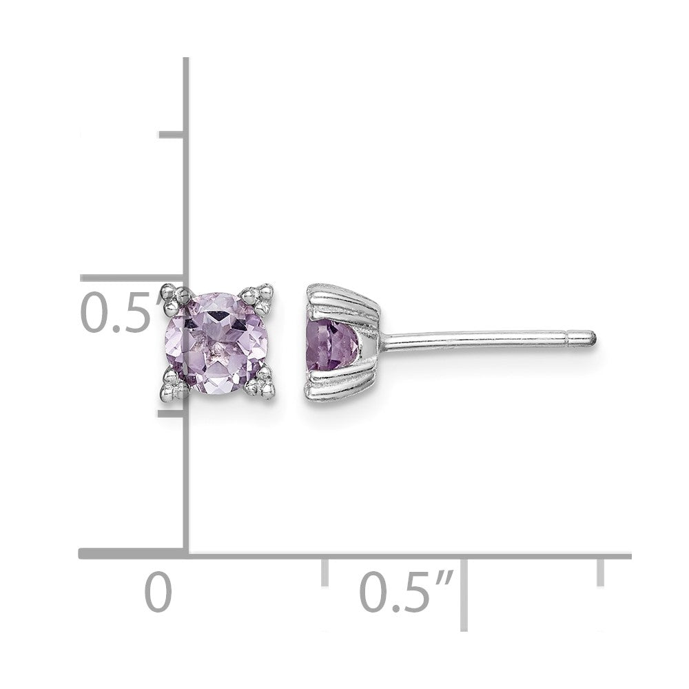 Sterling Silver Rhodium-plated Round 5mm Amethyst Post Earrings