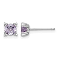 Sterling Silver Rhodium-plated Round 5mm Amethyst Post Earrings