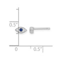 Sterling Silver RH-plated Polished Blue & White CZ Eye Post Earrings