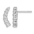Sterling Silver Rhodium-plated Graduated CZ Curved Post Earrings
