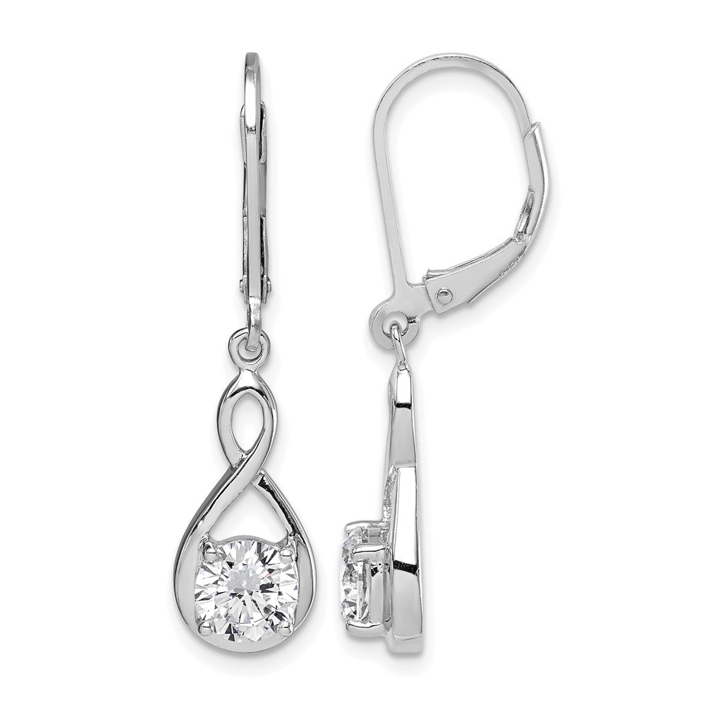 Sterling Silver Rhodium-plated Polished CZ Infinity Leverback Earrings