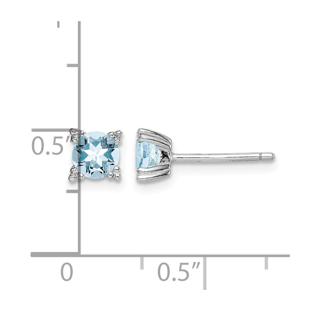 Sterling Silver Rhodium-plated Round 5mm Blue Topaz Post Earrings