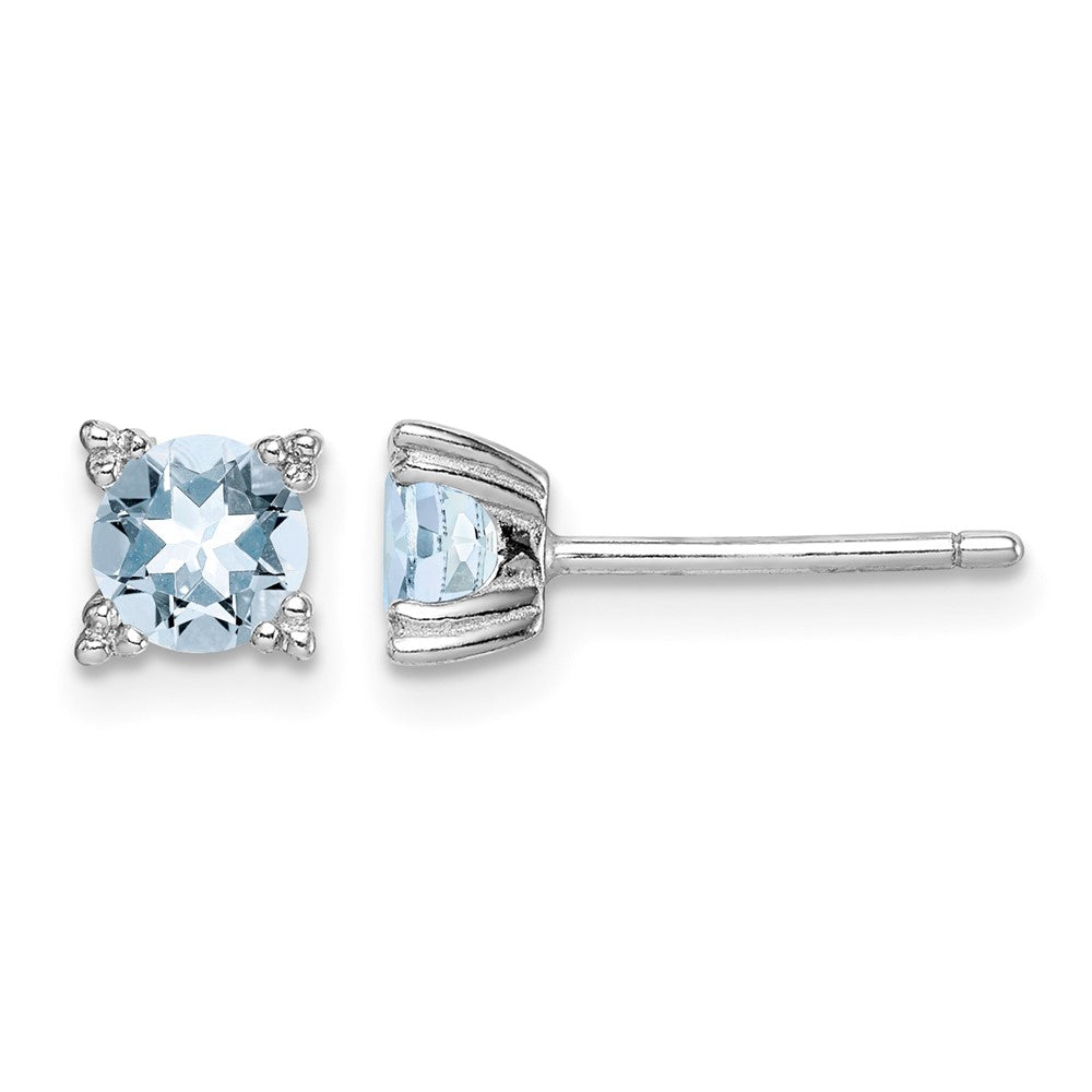 Sterling Silver Rhodium-plated Round 5mm Blue Topaz Post Earrings