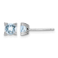 Sterling Silver Rhodium-plated Round 5mm Blue Topaz Post Earrings
