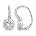 Sterling Silver Rhodium-plated Polished Round CZ Halo Leverback Earrings