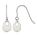 Sterling Silver RH-plated Polished D/C 6-7mm FWC Pearl Dangle Earrings