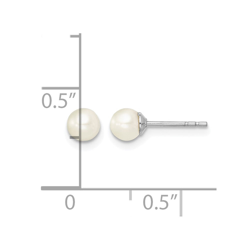 SS Madi K Rhod-plated 4-5mm White Round FWC Pearl Stud Earrings