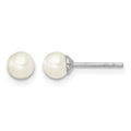 SS Madi K Rhod-plated 4-5mm White Round FWC Pearl Stud Earrings