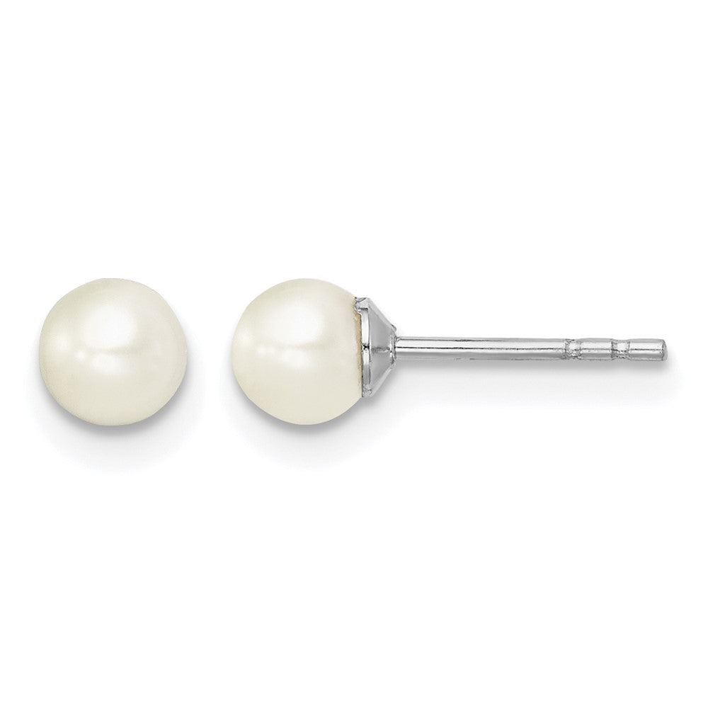 SS Madi K Rhod-plated 4-5mm White Round FWC Pearl Stud Earrings