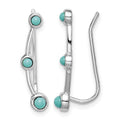 Sterling Silver Rhodium-plated Created Turquoise Ear Climber Earrings
