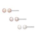 SS Madi K RH-pltd 4-5mm White/Pink/Purple FWC Pearl Stud Earrings Set