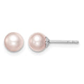 SS Madi K Rhod-plated 5-6mm Pink Round FWC Pearl Stud Earrings