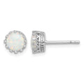 Sterling Silver Rhodium-plated 6mm Polished Created Opal Post Earrings