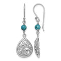 Sterling Silver Rhodium-plated Recon. Turquoise/CZ Dangle Earrings