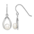Sterling Silver Rhodium-plated Polished FWC Pearl Teardrop Dangle Earrings