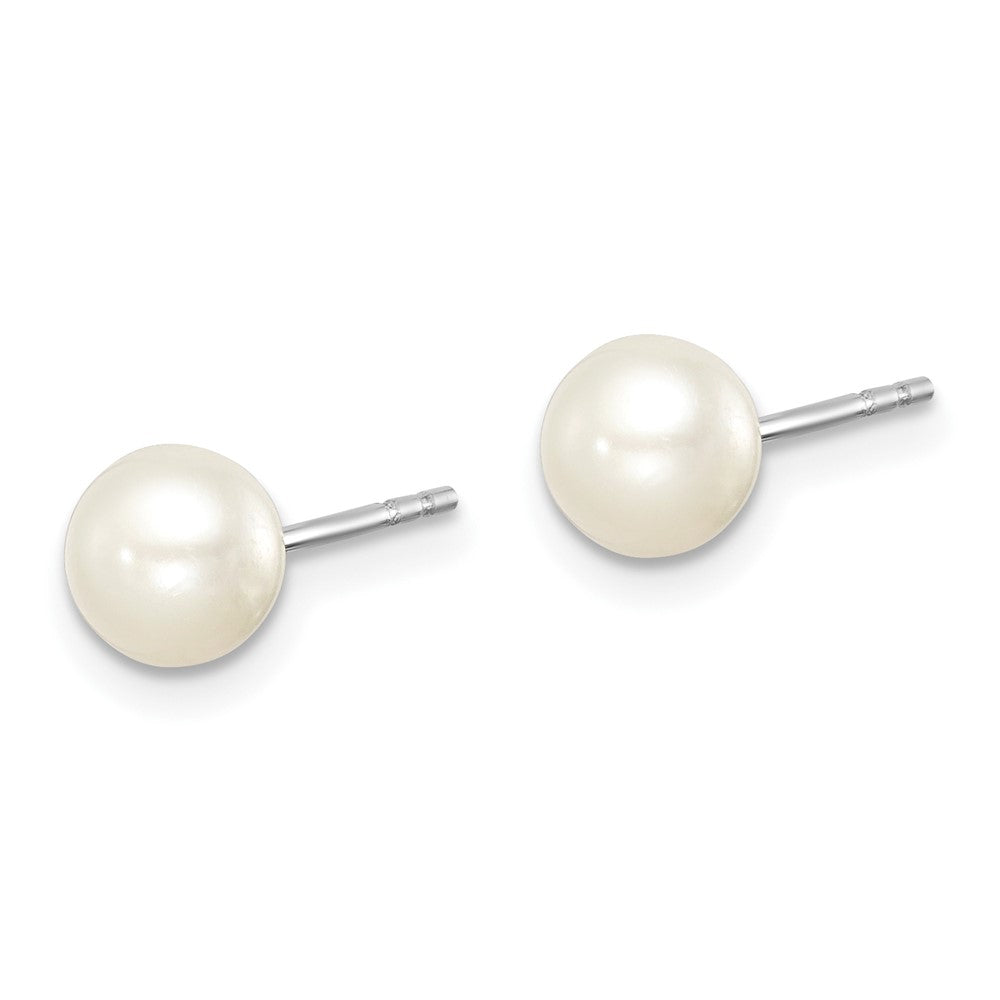 SS Madi K Rhod-plated 5-6mm White Round FWC Pearl Stud Earrings