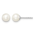 SS Madi K Rhod-plated 5-6mm White Round FWC Pearl Stud Earrings