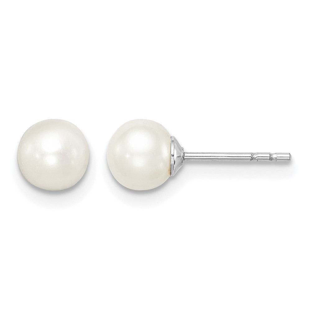 SS Madi K Rhod-plated 5-6mm White Round FWC Pearl Stud Earrings