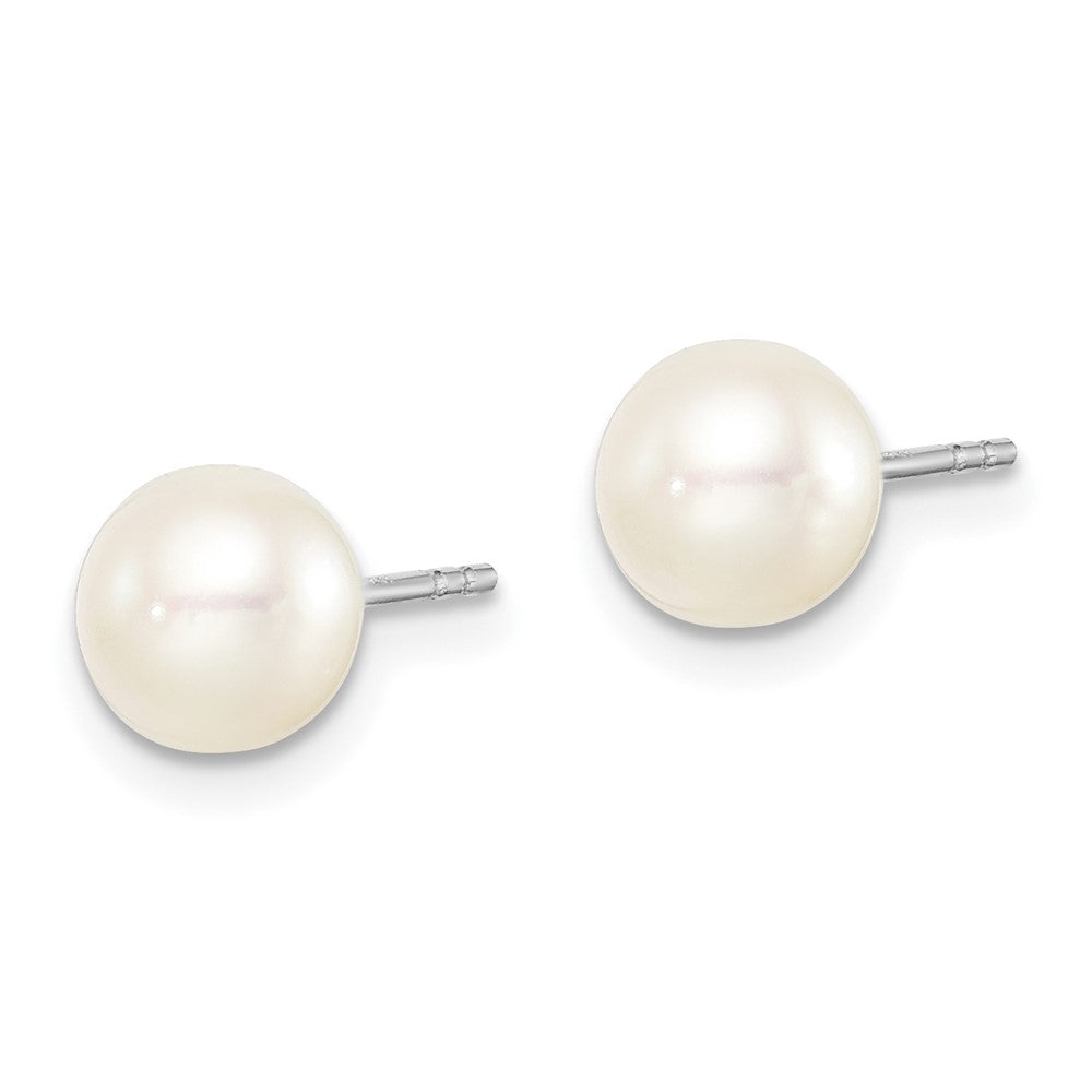SS Madi K Rhod-plated 6-7mm White Round FWC Pearl Stud Earrings