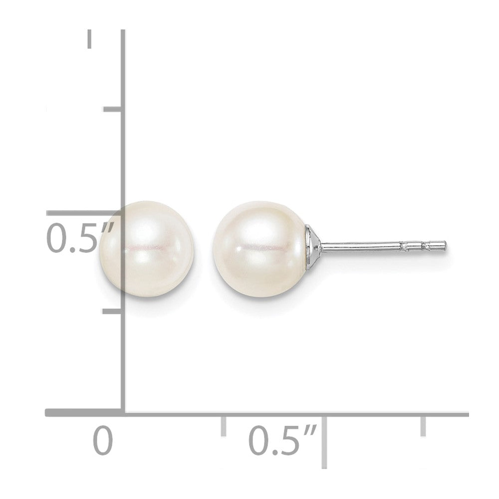 SS Madi K Rhod-plated 6-7mm White Round FWC Pearl Stud Earrings