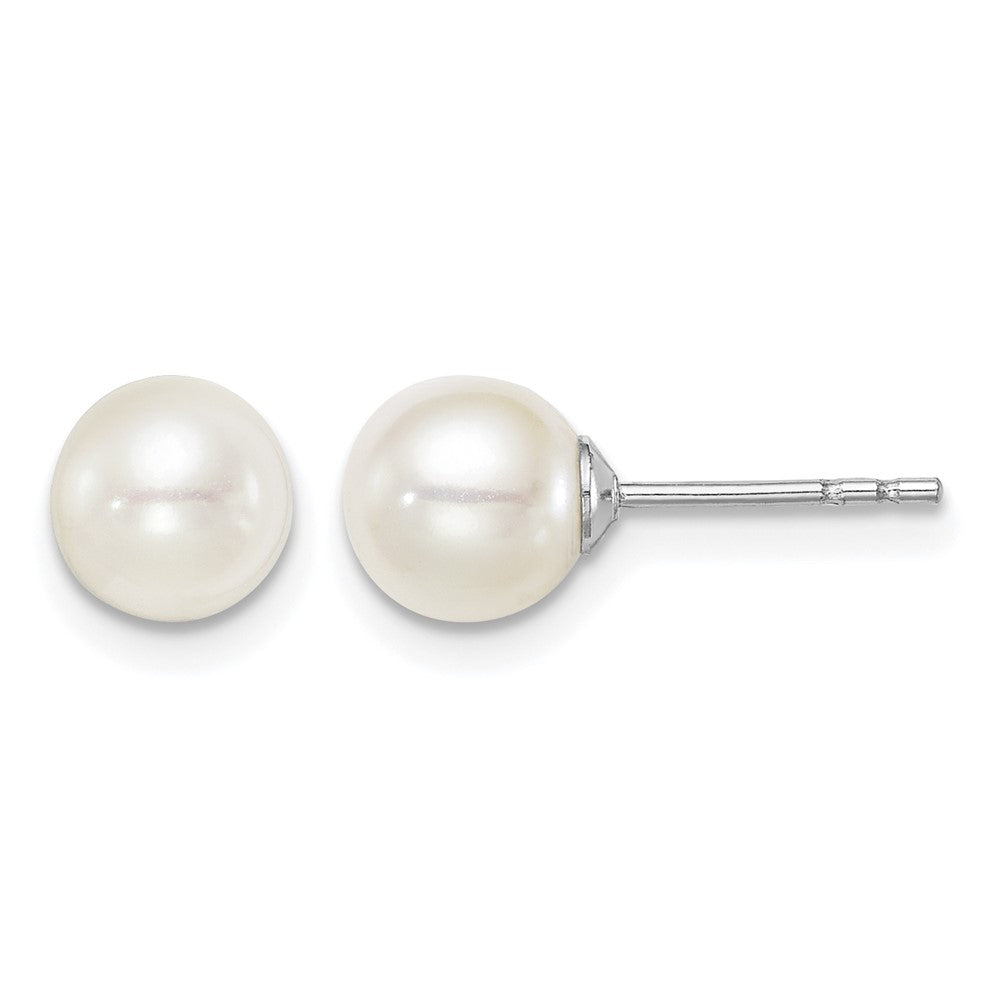 SS Madi K Rhod-plated 6-7mm White Round FWC Pearl Stud Earrings