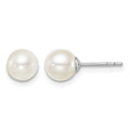 SS Madi K Rhod-plated 6-7mm White Round FWC Pearl Stud Earrings