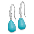 Sterling Silver RH-plated Imitation Turquoise Teardrop Dangle Earrings