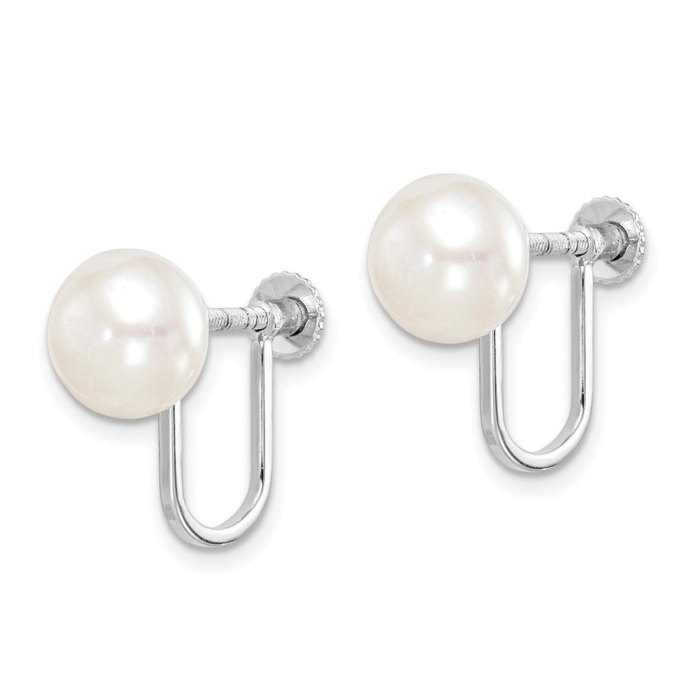 Sterling Silver RH-plated 8-9mm Button FWC Pearl Non Pierced Earrings