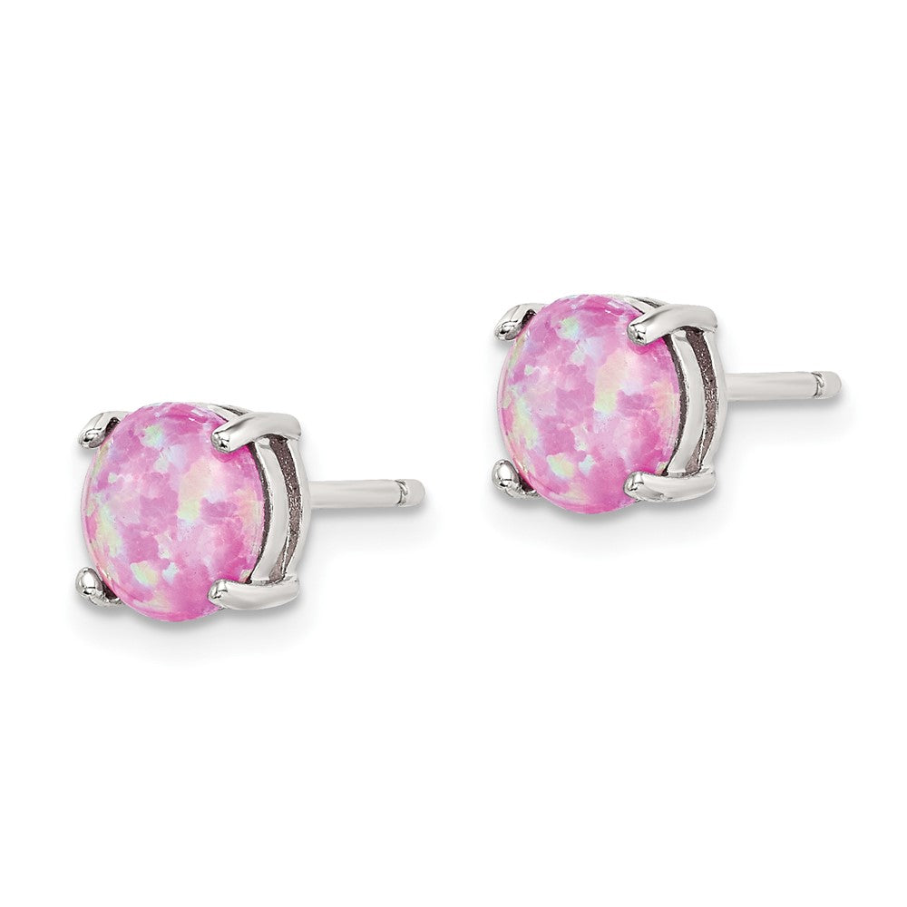 Sterling Silver RH-pltd Pink/White/Blue 7mm Cr. Opal 3 Pair Earring Set
