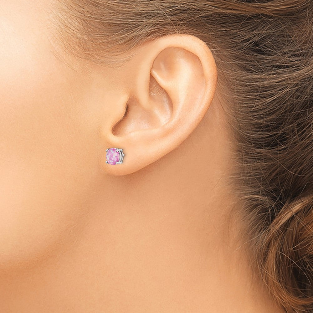 Sterling Silver RH-pltd Pink/White/Blue 7mm Cr. Opal 3 Pair Earring Set