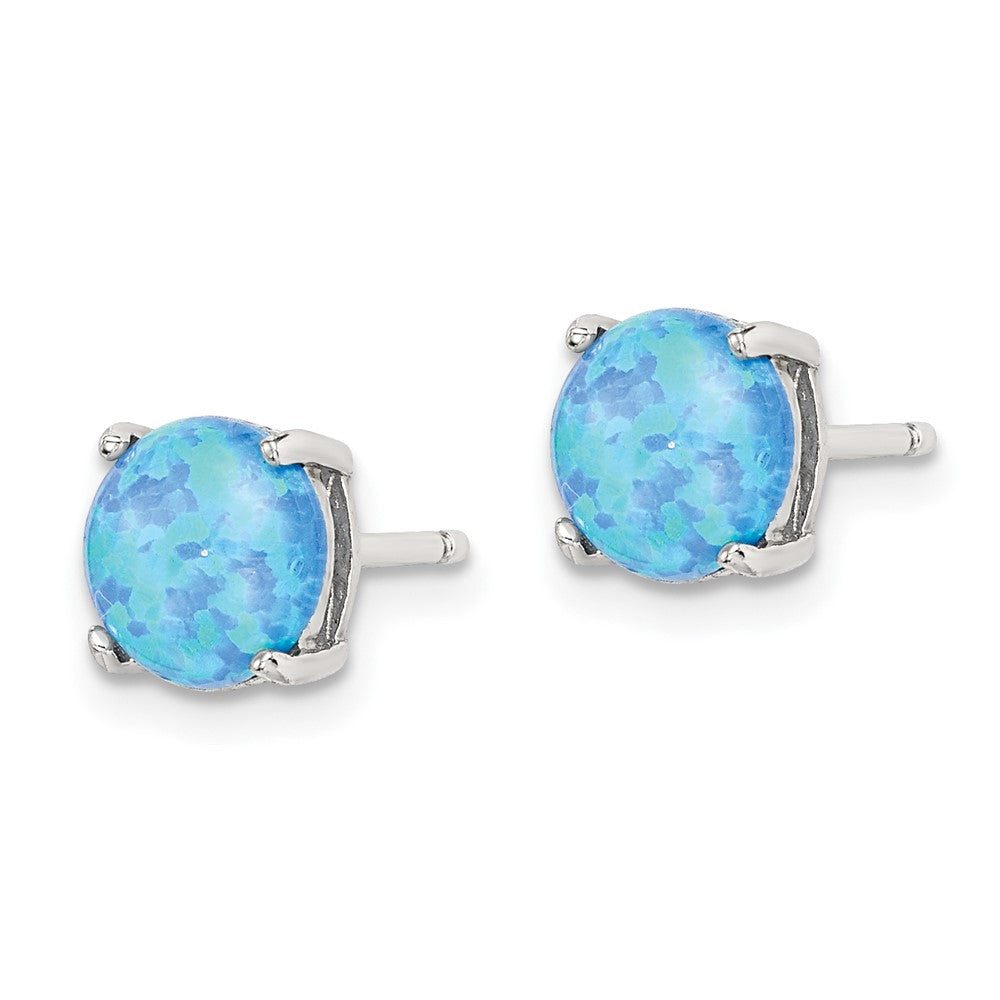 Sterling Silver RH-pltd Pink/White/Blue 7mm Cr. Opal 3 Pair Earring Set