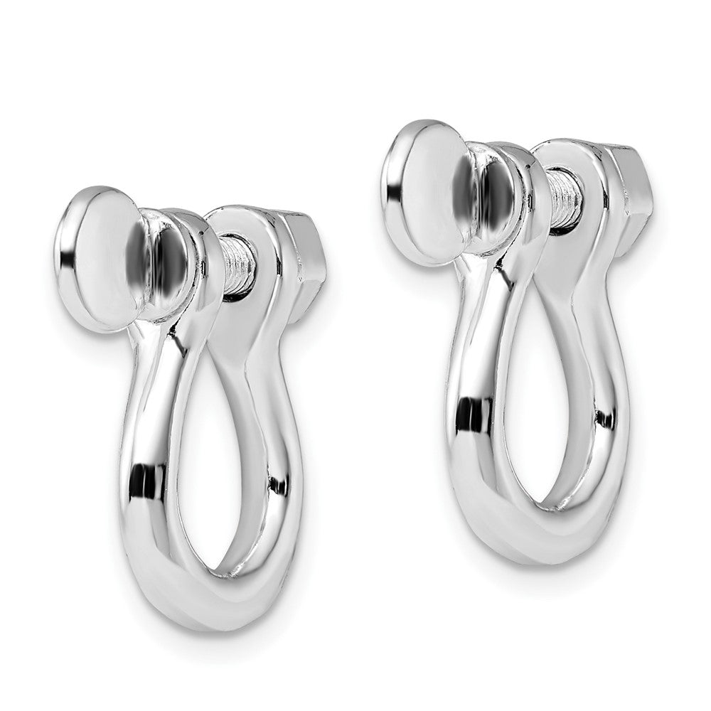 Sterling Silver Rhodium-plated Polished Shackle Link Screw Earrings
