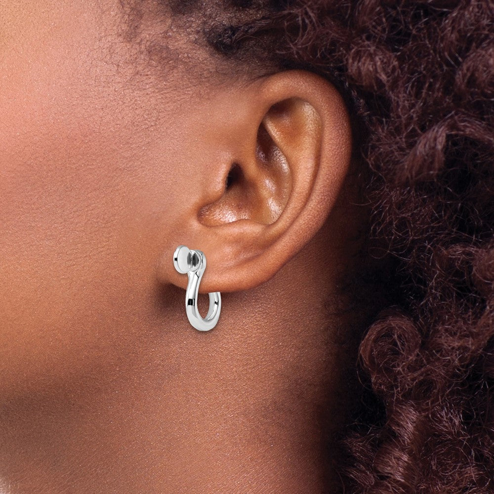 Sterling Silver Rhodium-plated Polished Shackle Link Screw Earrings