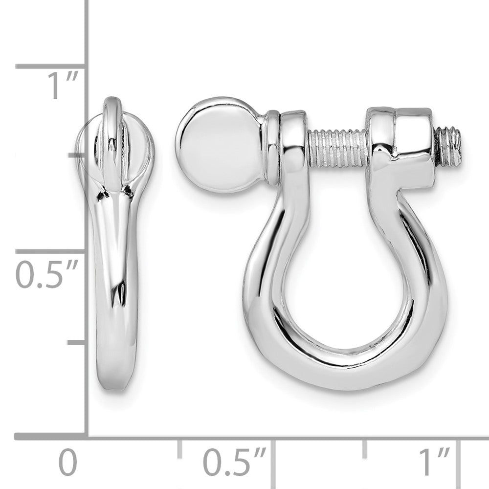 Sterling Silver Rhodium-plated Polished Shackle Link Screw Earrings