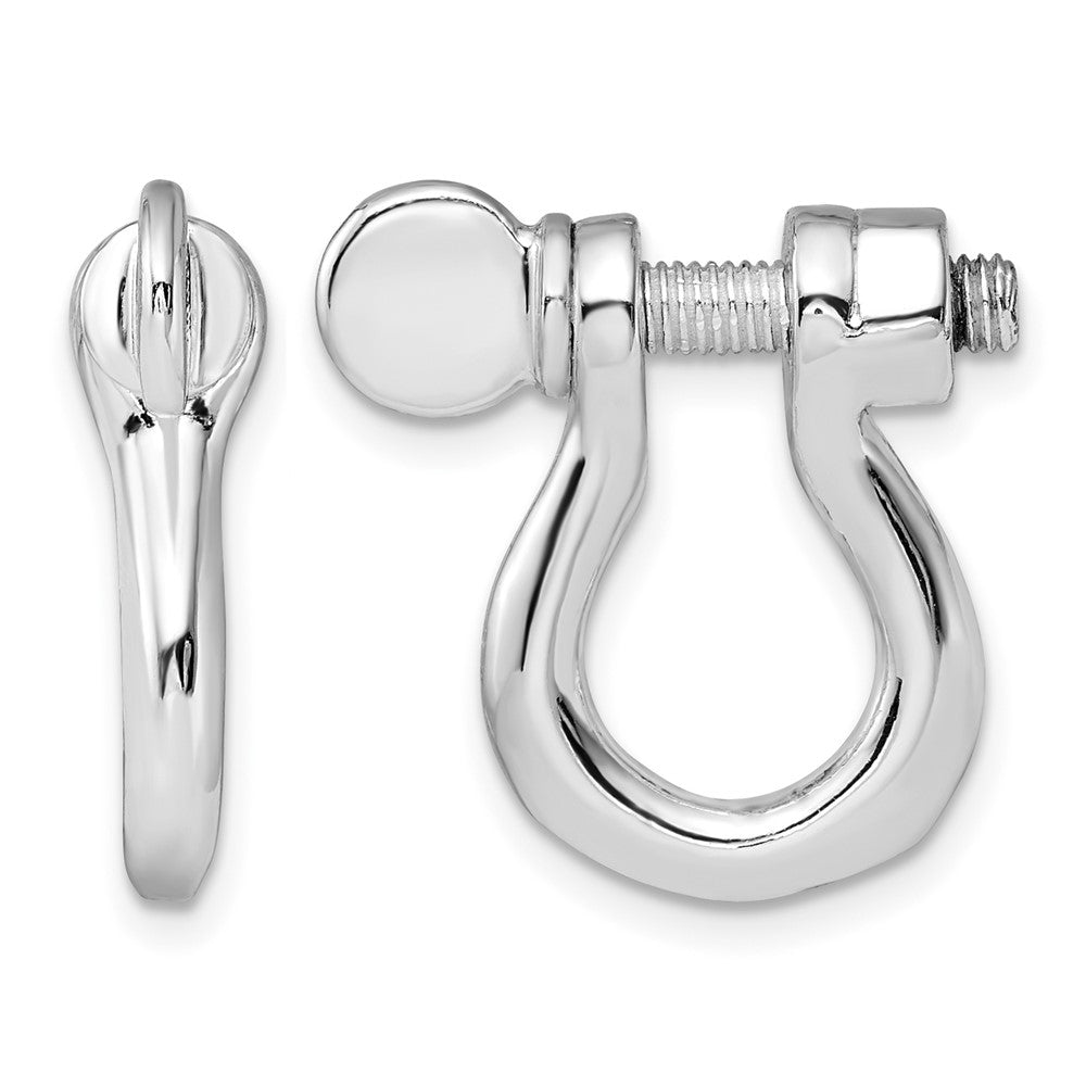 Sterling Silver Rhodium-plated Polished Shackle Link Screw Earrings