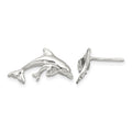 Sterling Silver Rhodium-plated Polished Dolphin and Baby Post Earrings