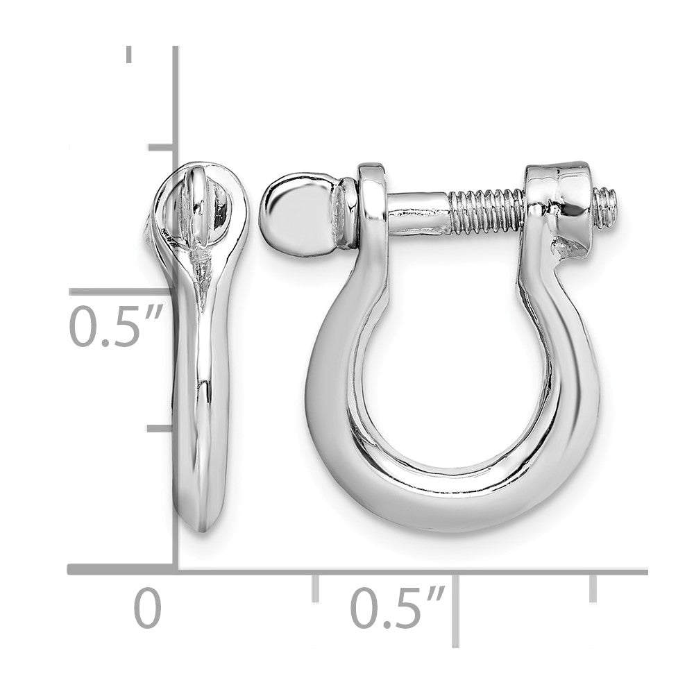 Sterling Silver Rhodium-plated Polished Med. Shackle Link Screw Earrings